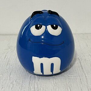 2001 M&M'S Blue Ceramic Cookie / Candy Jar Made By Galerie
